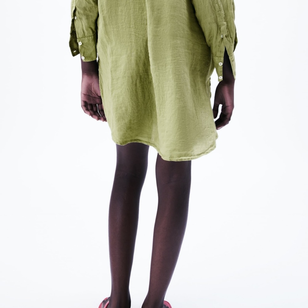 NWT ZARA 100% LINEN OVERSIZED GREEN SHIRT - Picture 8 of 14